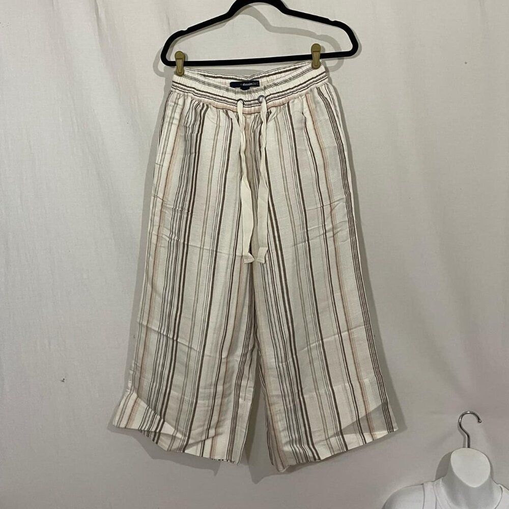 Women's Linen Striped Wide Leg Pants